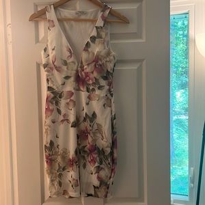 Floral night dress, cream and purple color with white and some green